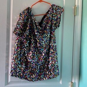 Sequin off the shoulder shirt